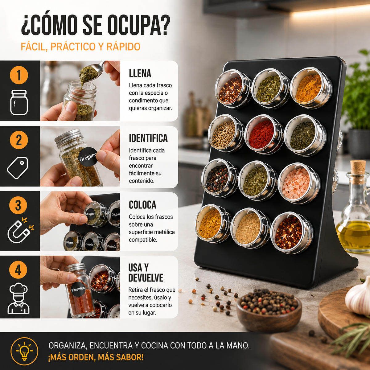 Especiero Magnético de 12 Frascos