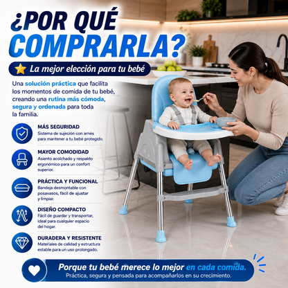 Silla de Comer para Bebés Azul