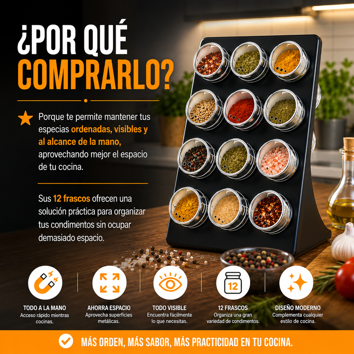 Especiero Magnético de 12 Frascos