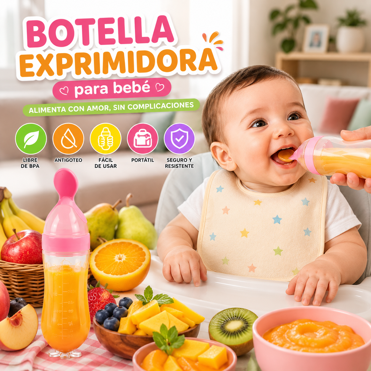 Botella de alimentación exprimidora para bebé