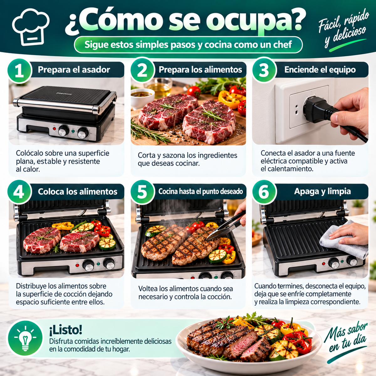 Asador Eléctrico Versátil para Chef