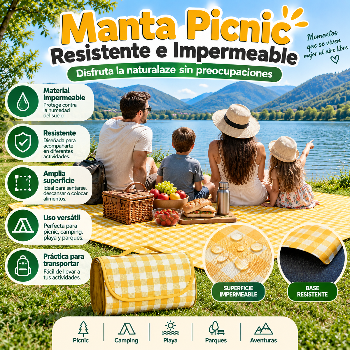 Manta Picnic Resistente e Impermeable