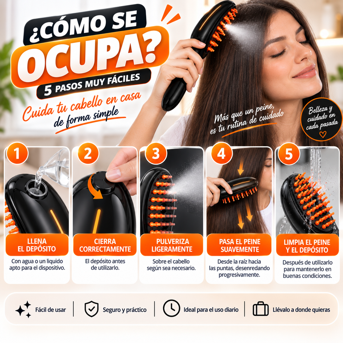 Peine con Nanomasaje y Spray