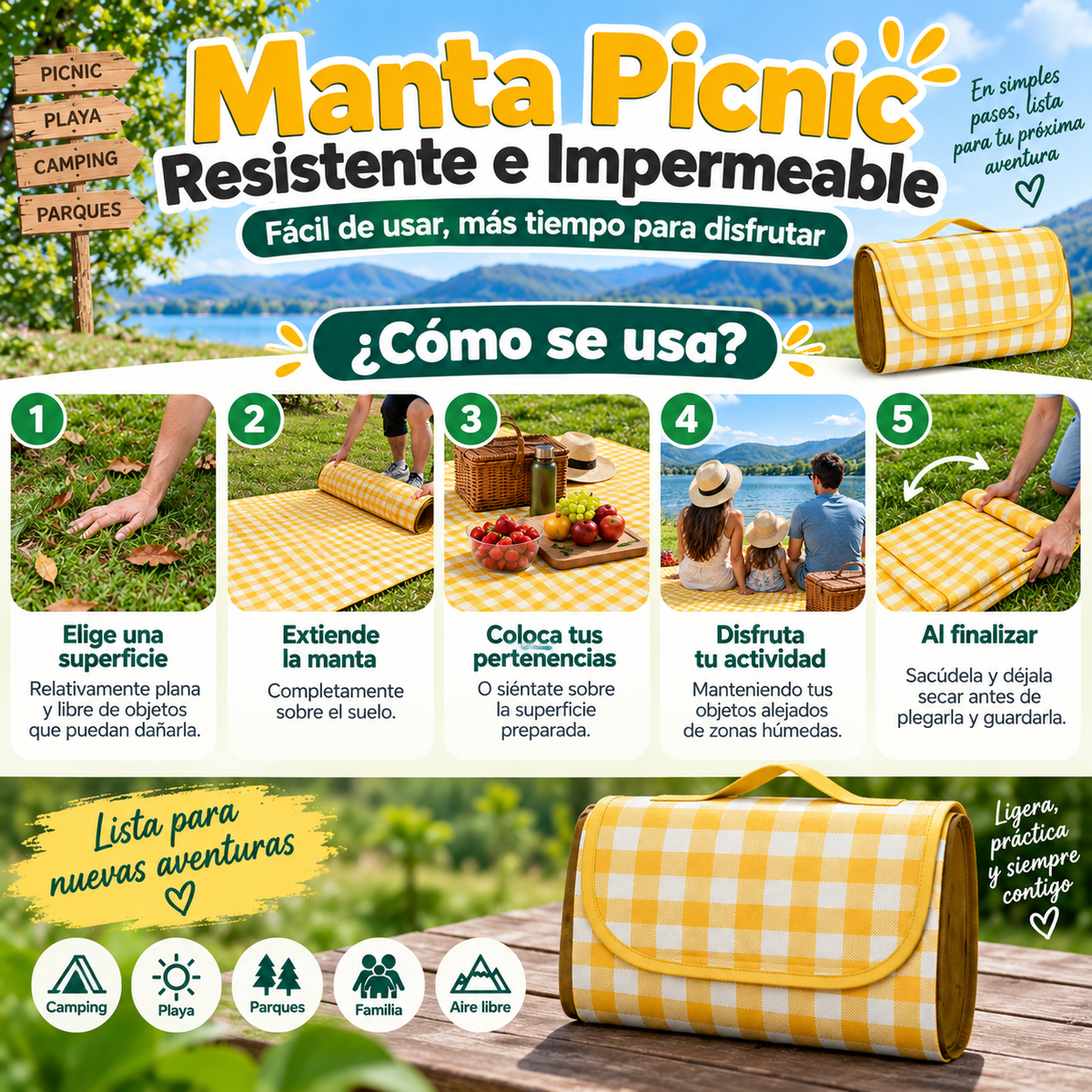 Manta Picnic Resistente e Impermeable
