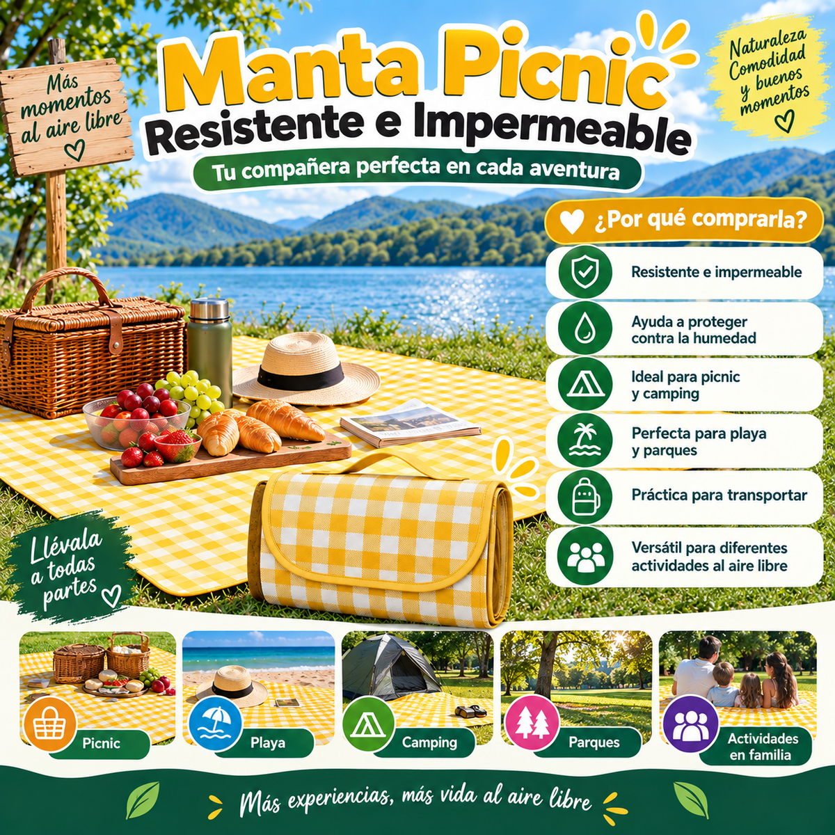 Manta Picnic Resistente e Impermeable