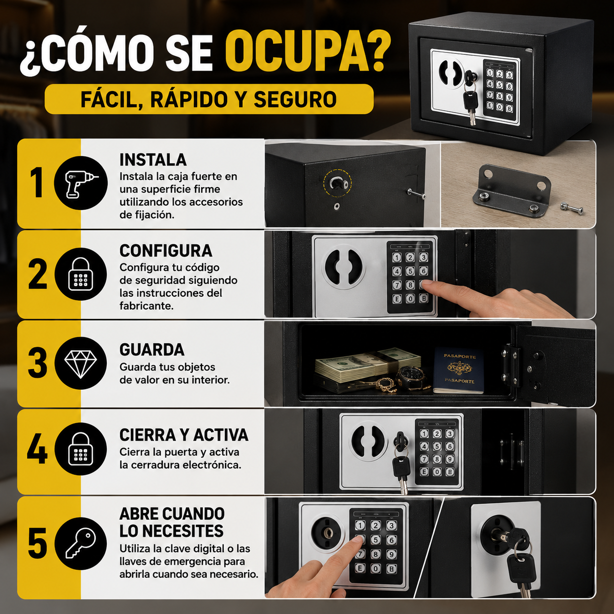 Caja Fuerte Electrónica Digital Saco