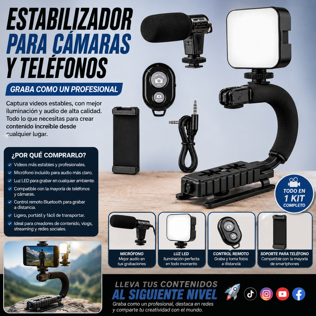 Estabilizador para Cámaras y Teléfonos