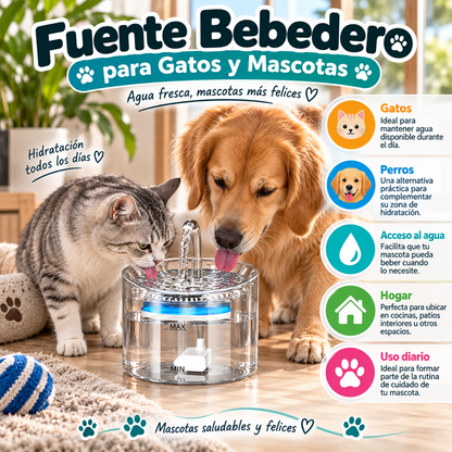 Fuente Bebedero para Gatos y Mascotas