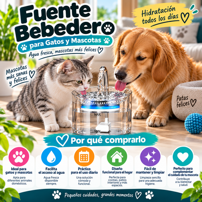Fuente Bebedero para Gatos y Mascotas