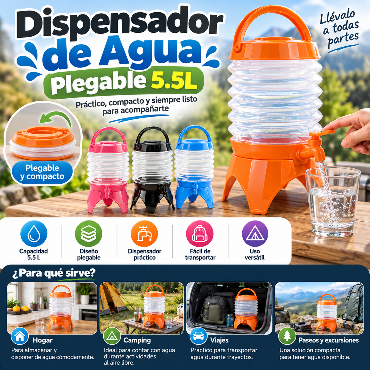Dispensador de Agua Plegable 5.5L