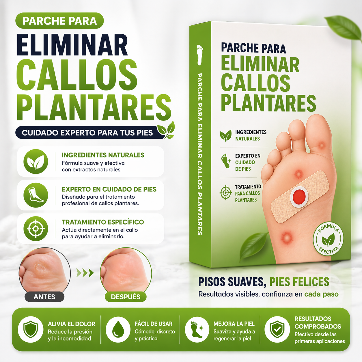 20 Parches Removedor De Callos Y Verrugas Alivia Dolor Sin Aroma