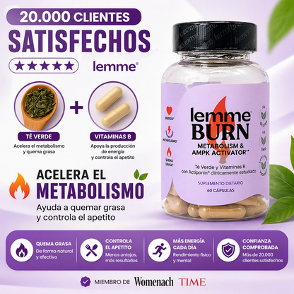 1 Botella Lemme Burn, Quema Grasa, Activa Metabolismo Y Eleva Energía, 60 Cápsulas.