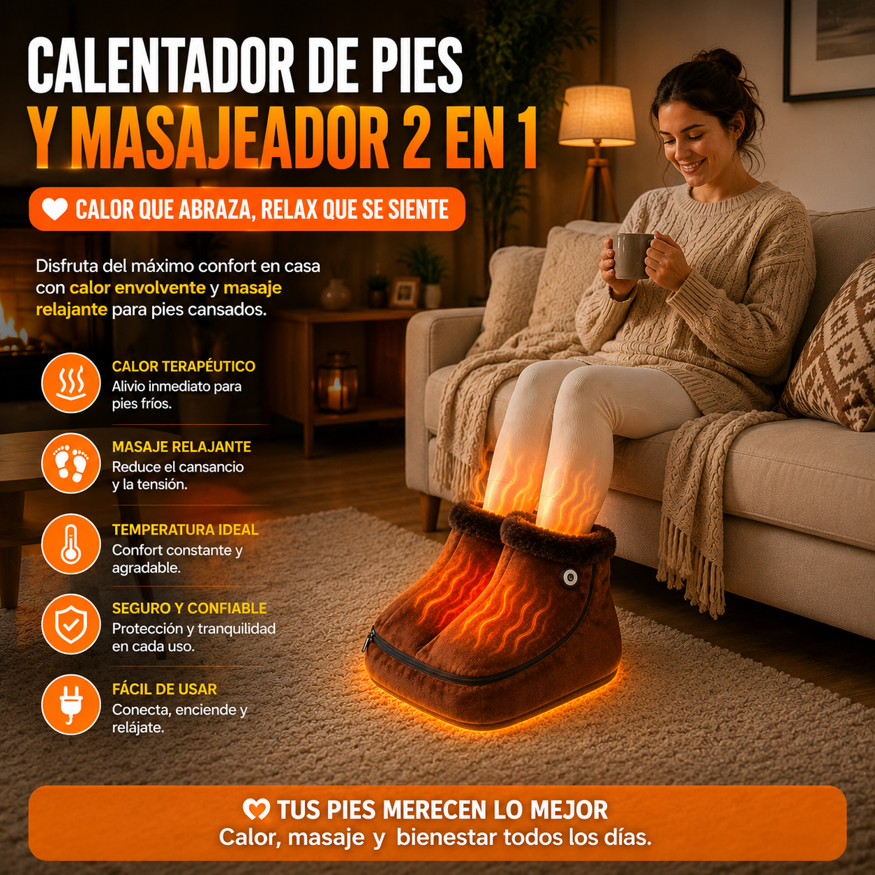 CALENTADOR DE PIES Y MASAJEADOR 2 EN 1