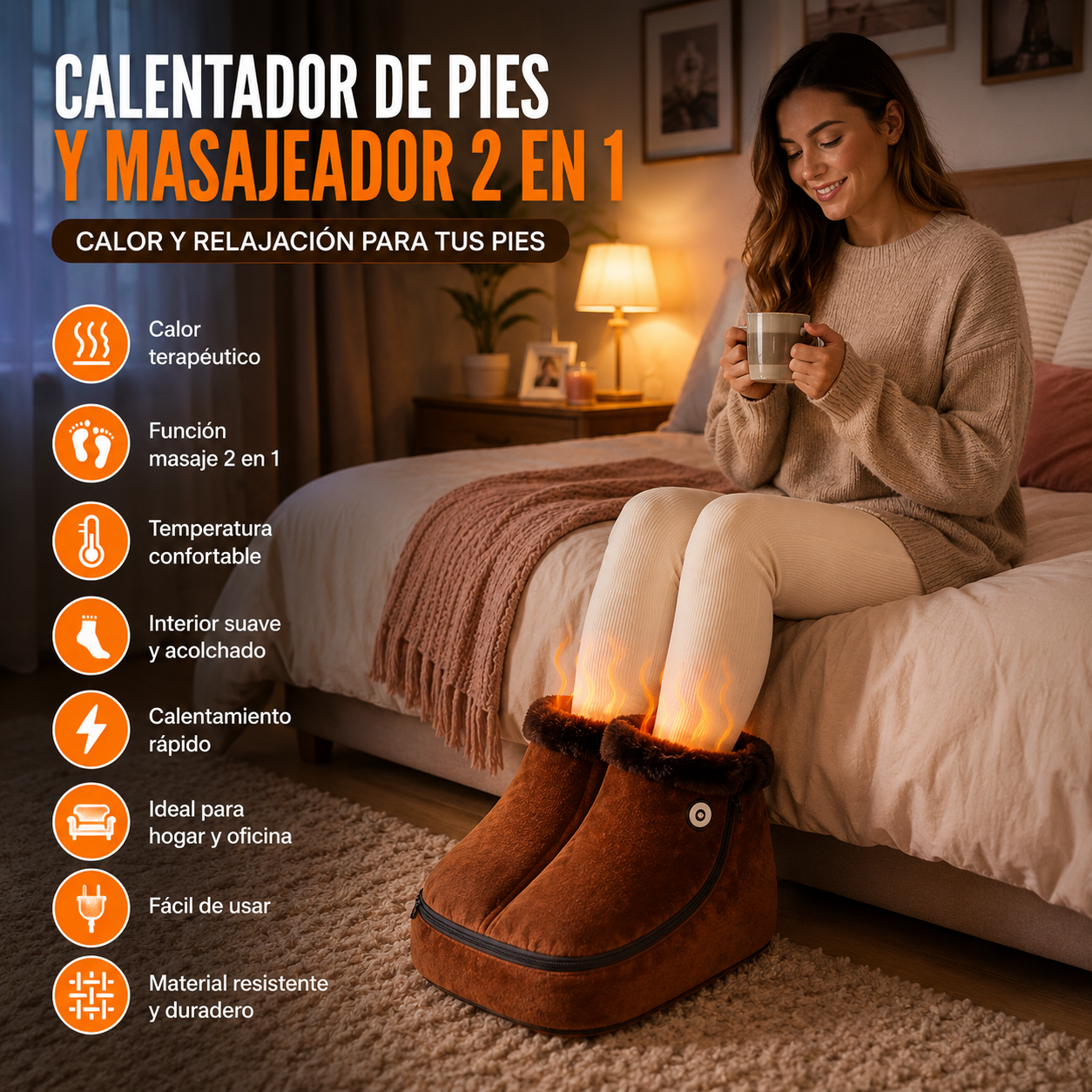 CALENTADOR DE PIES Y MASAJEADOR 2 EN 1