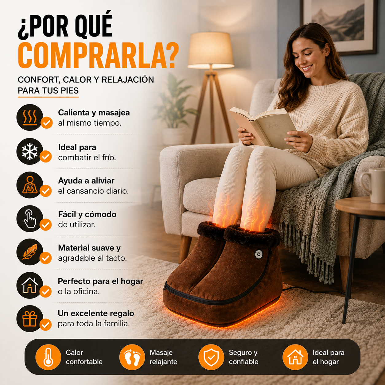 CALENTADOR DE PIES Y MASAJEADOR 2 EN 1
