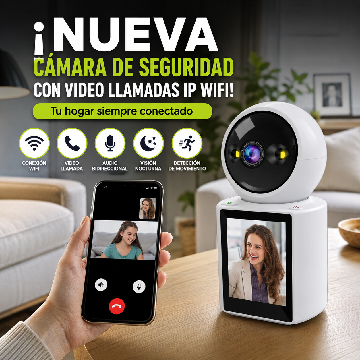 CÁMARA DE SEGURIDAD CON VIDEO LLAMADAS IP WIFI