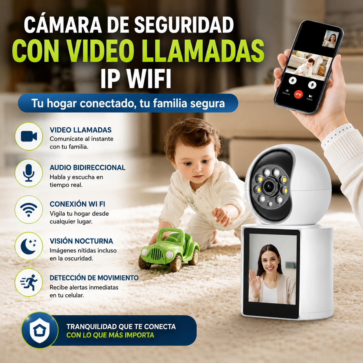 CÁMARA DE SEGURIDAD CON VIDEO LLAMADAS IP WIFI