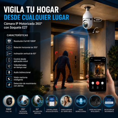 Camara Ip Motorizada 360 Con Soquete E