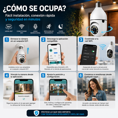 Camara Ip Motorizada 360 Con Soquete E