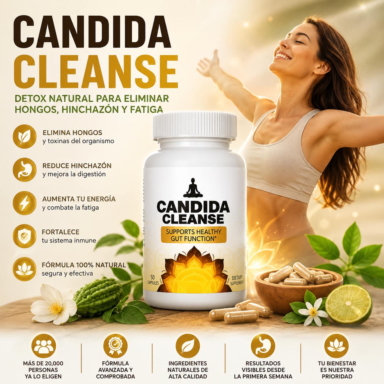 Candida Cleanse – Detox Natural para Eliminar Hongos, Hinchazón y Fatiga