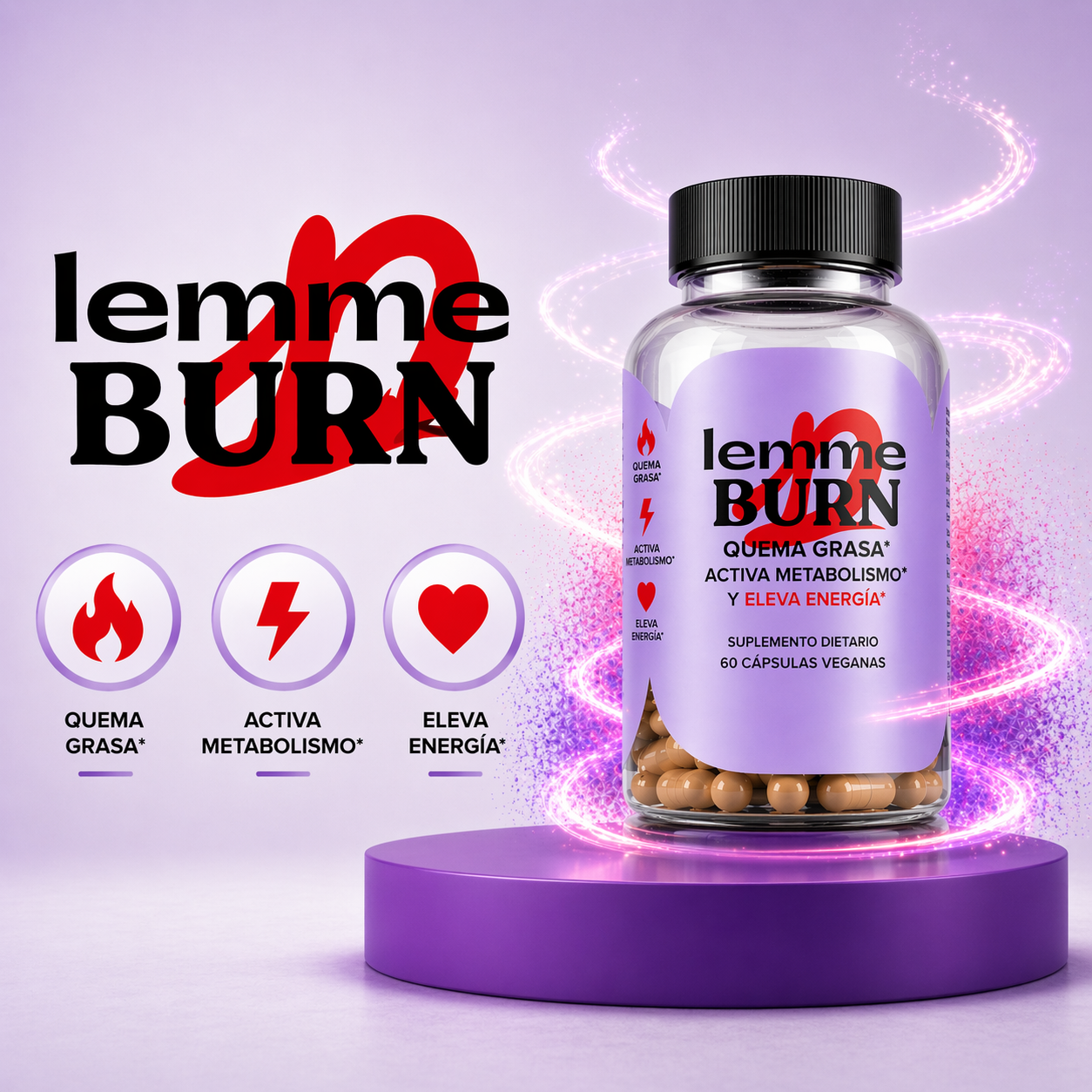 1 Botella Lemme Burn, Quema Grasa, Activa Metabolismo Y Eleva Energía, 60 Cápsulas.