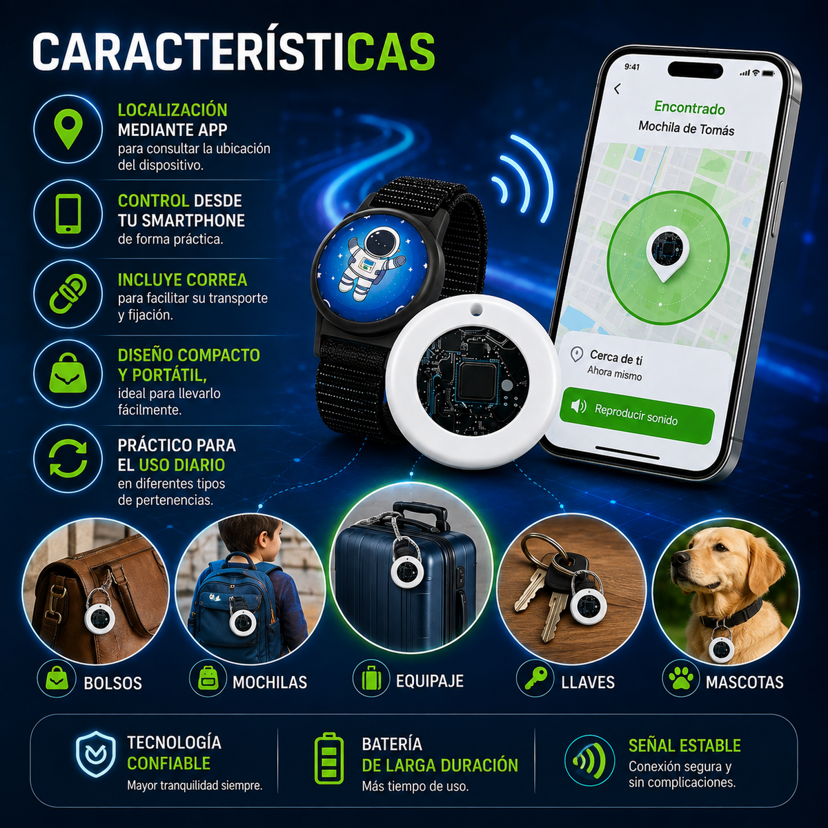 Rastreador GPS con App + Correa