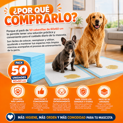 Pack 50 Sabanillas Absorbentes 60x60