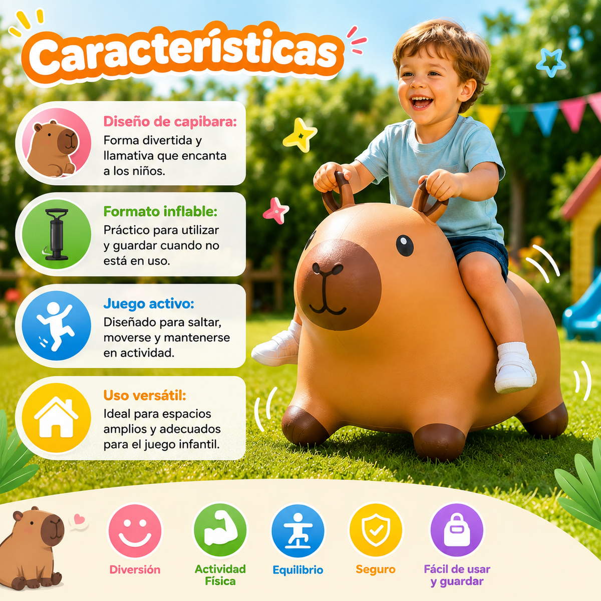 Capibara Saltarina Inflable para Niños