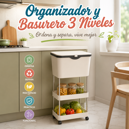 Organizador y Basurero de 3 Niveles