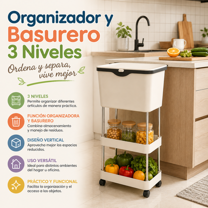 Organizador y Basurero de 3 Niveles