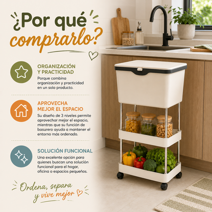 Organizador y Basurero de 3 Niveles