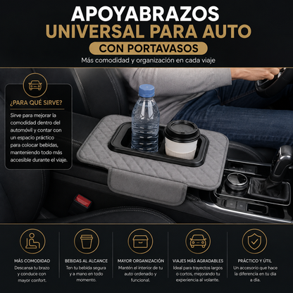 Apoyabrazos Universal para Auto con Portavasos