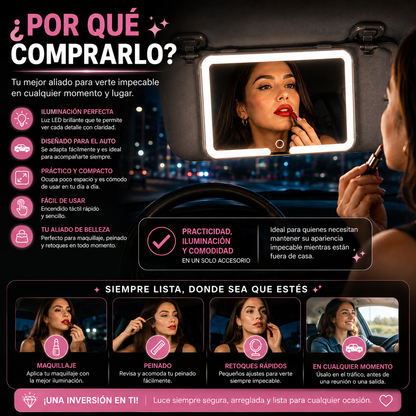 Espejo de Maquillaje LED Auto