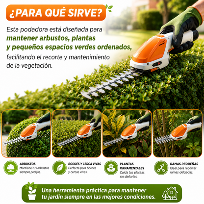 🌿 Podadora Recargable para Arbustos