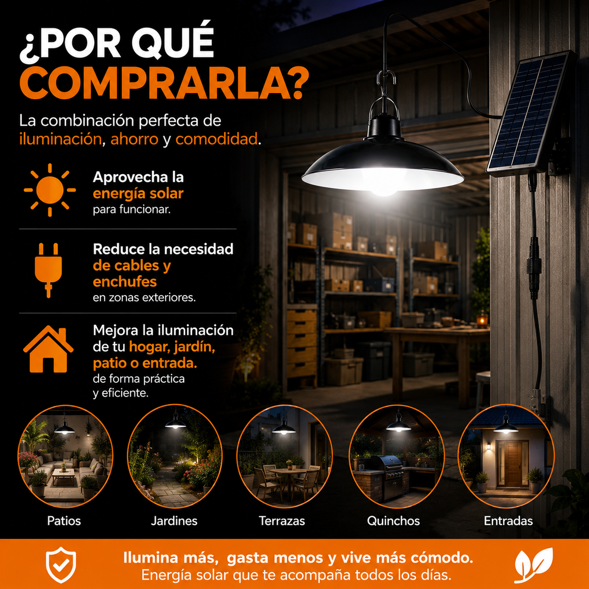 Lámpara LED Solar Tipo Campana