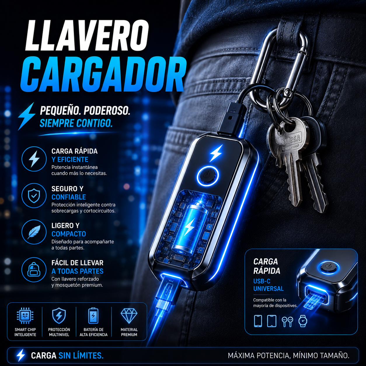 🔋 💫 ✨Mini Power Bank Llavero – Energía de Emergencia en tu Bolsillo💫 ✨+ ENVÍO GRATIS 🚚