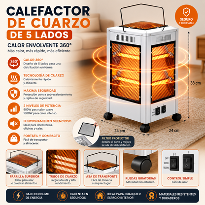 Calefactor De Cuarzo De 5 Lados