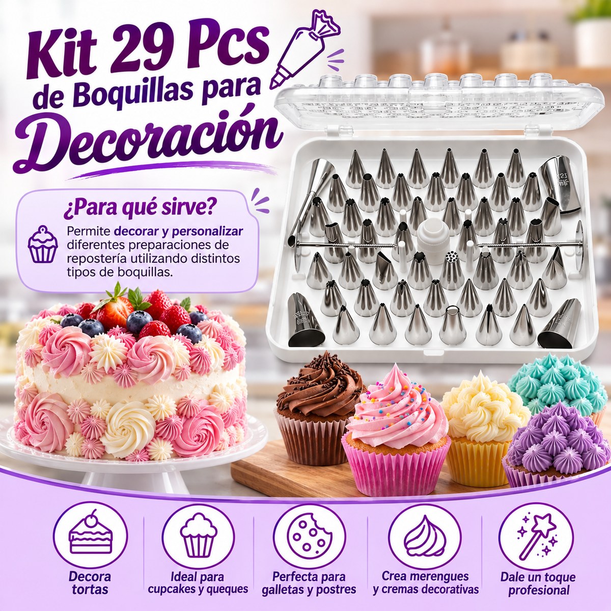 Kit 29 Pcs de Boquillas para Decoración