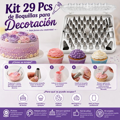 Kit 29 Pcs de Boquillas para Decoración