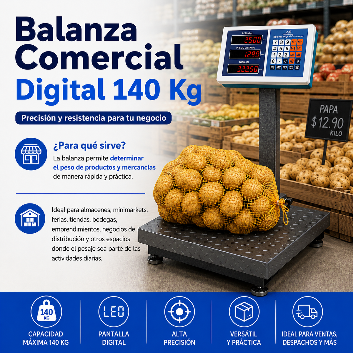 Balanza Comercial Digital 140 Kg