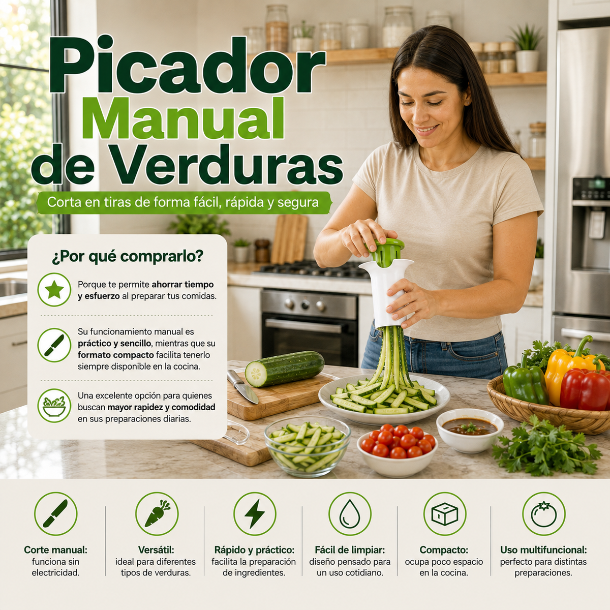 Picador Manual de Verduras – Corta Rápido y Sin Esfuerzo