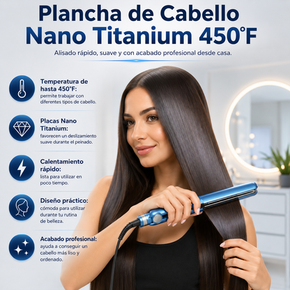 Plancha de Cabello Nano Titanium 450°F