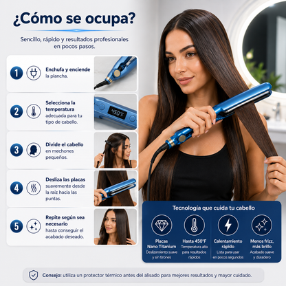 Plancha de Cabello Nano Titanium 450°F