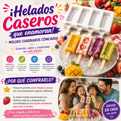 Moldes para Helados Forma Cuadrado Cóncavo