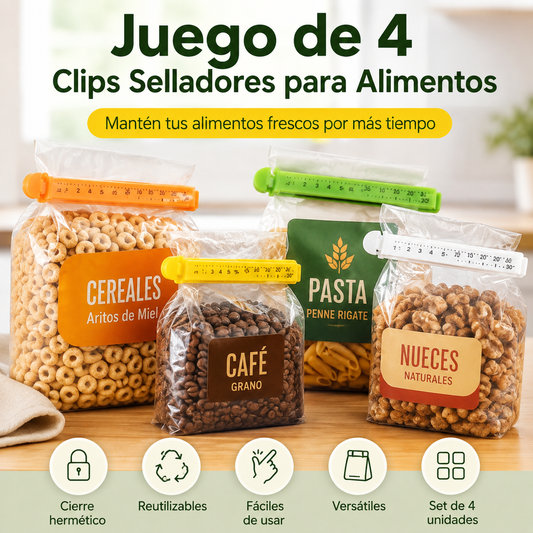 Juego de 4 Clips Selladores para Alimentos