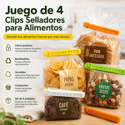 Juego de 4 Clips Selladores para Alimentos