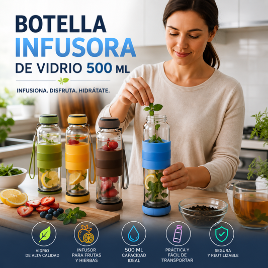 💧 Botella Infusora de Vidrio 500 ml