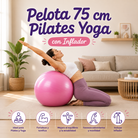 🧘‍♀️ Pelota 75 cm Pilates Yoga con Inflador
