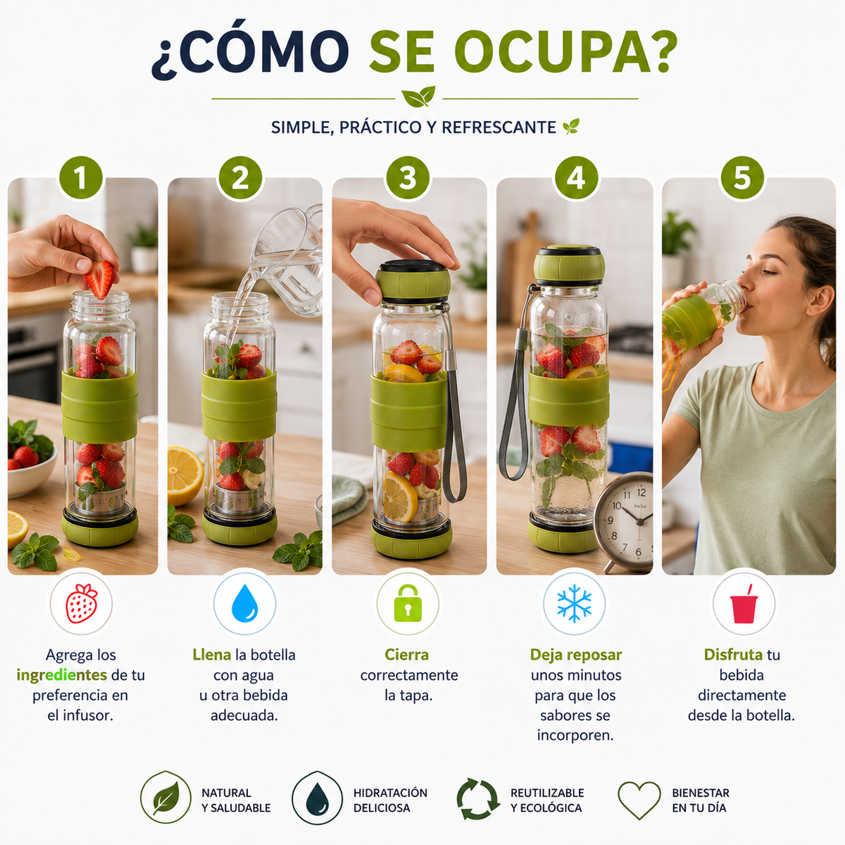 💧 Botella Infusora de Vidrio 500 ml