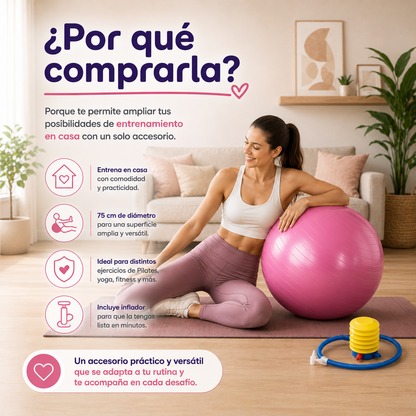 🧘‍♀️ Pelota 75 cm Pilates Yoga con Inflador